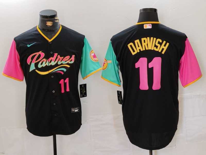 Men%27s San Diego Padres #11 Yu Darvish Black Player Number Fashion Baseball Jersey->san diego padres->MLB Jersey